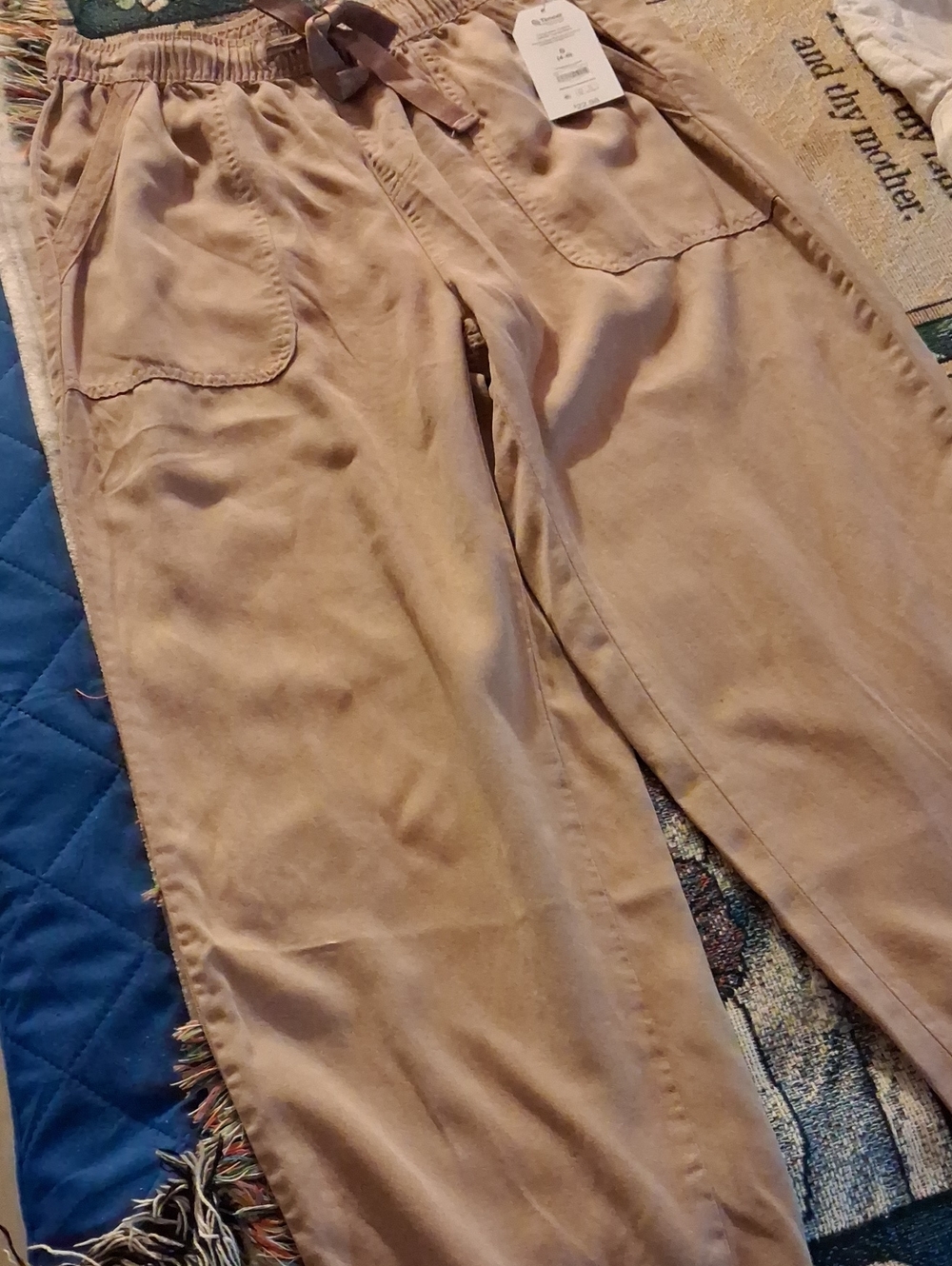 Time and Tru Men's Casual Drawstring Chinos in Light Tan